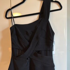 Both Tadashi Black Stretch One-Shoulder Dress, Sz L ( runs small )